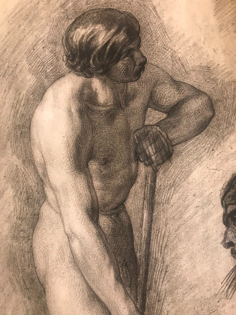 Disegno di Accademico - 1790 -1810 Academia nudo maschile - Italia  academie Francia - -photo-2