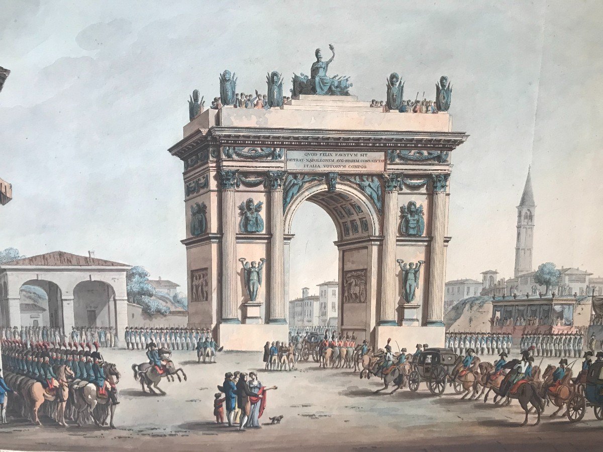 A.Sanquirico- Ingresso di Napoleone a Milano- Porta Ticinese -1805 - Italia Grand Tour Impero-photo-2