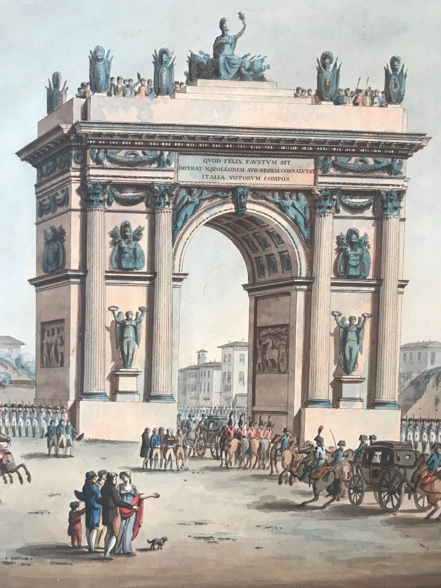 A.Sanquirico- Ingresso di Napoleone a Milano- Porta Ticinese -1805 - Italia Grand Tour Impero-photo-3