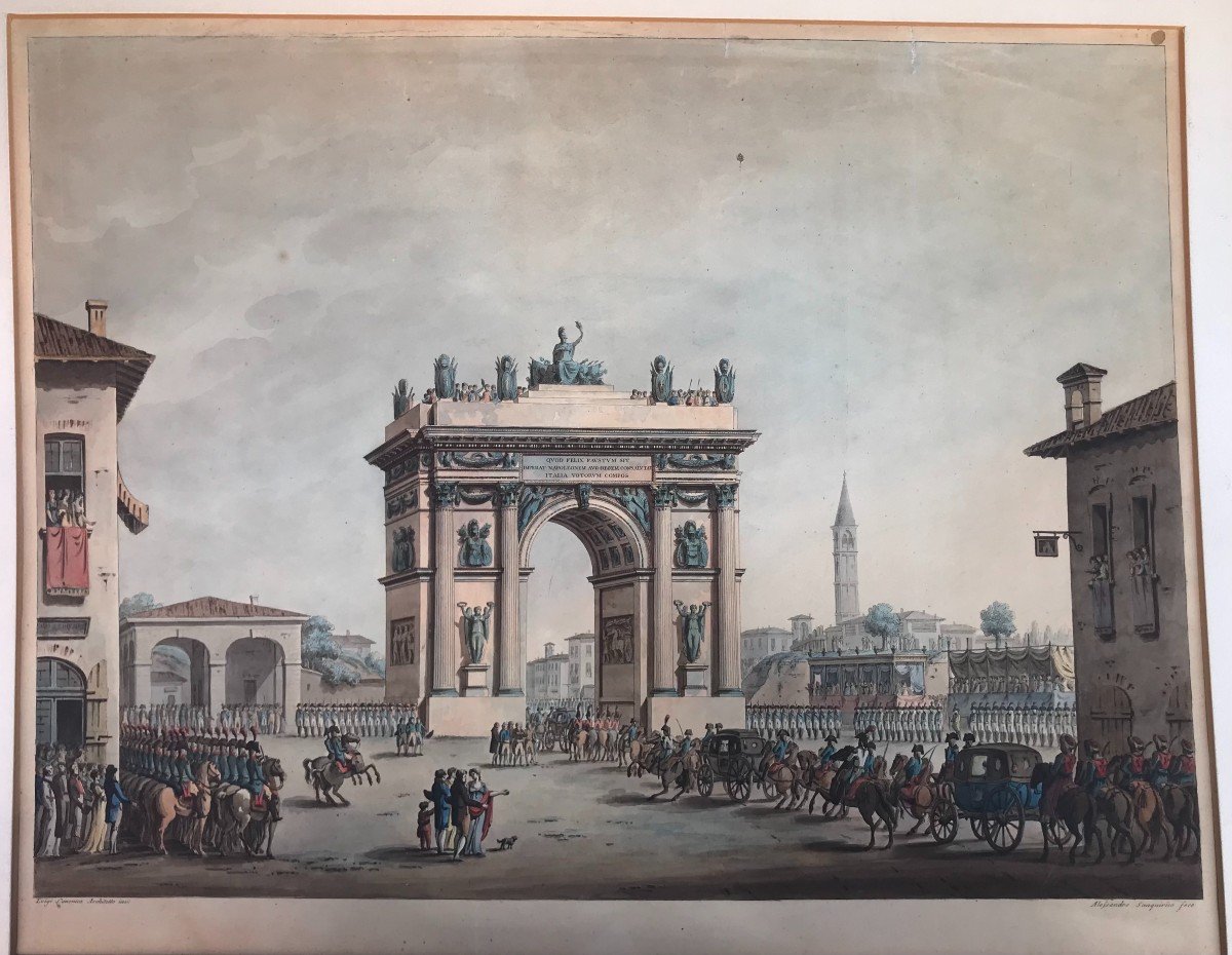 A.Sanquirico- Ingresso di Napoleone a Milano- Porta Ticinese -1805 - Italia Grand Tour Impero-photo-4