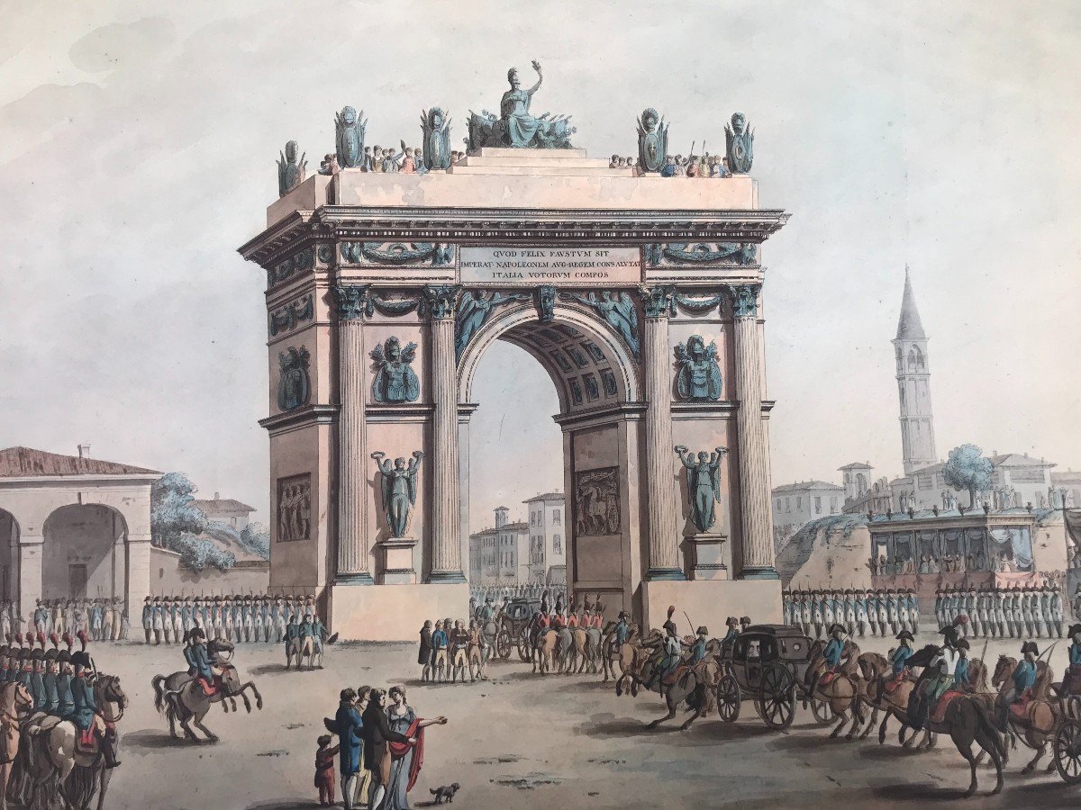 A.Sanquirico- Ingresso di Napoleone a Milano- Porta Ticinese -1805 - Italia Grand Tour Impero-photo-5