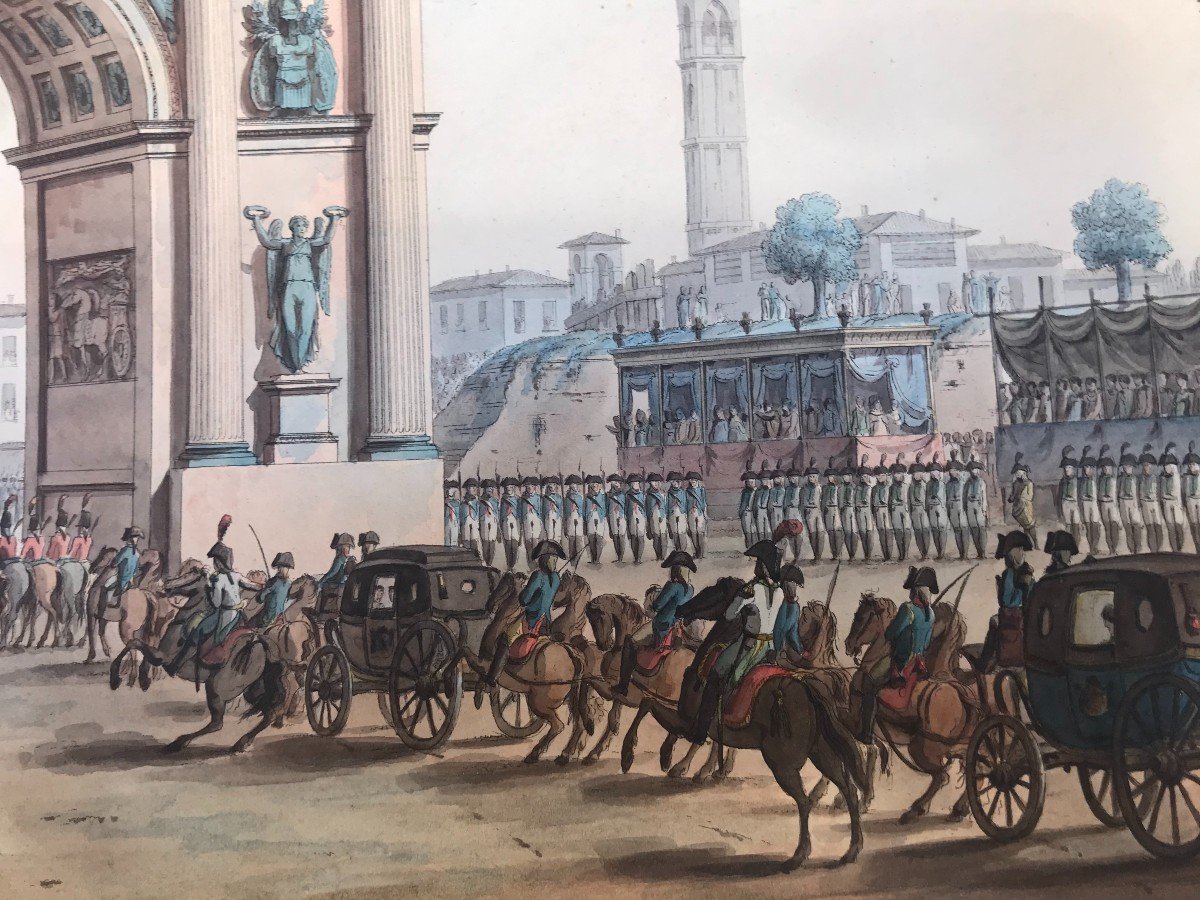 A.Sanquirico- Ingresso di Napoleone a Milano- Porta Ticinese -1805 - Italia Grand Tour Impero-photo-7