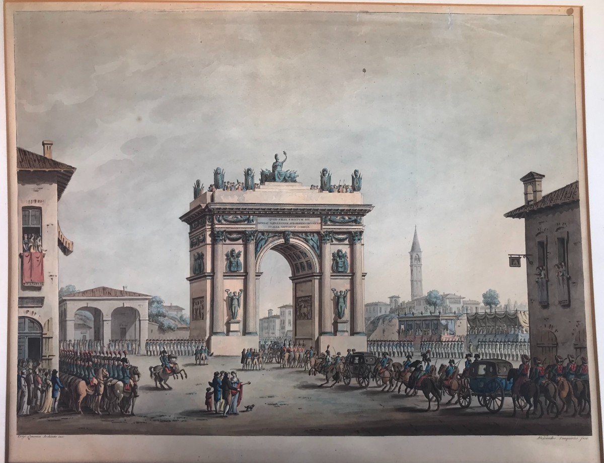 A.Sanquirico- Ingresso di Napoleone a Milano- Porta Ticinese -1805 - Italia Grand Tour Impero