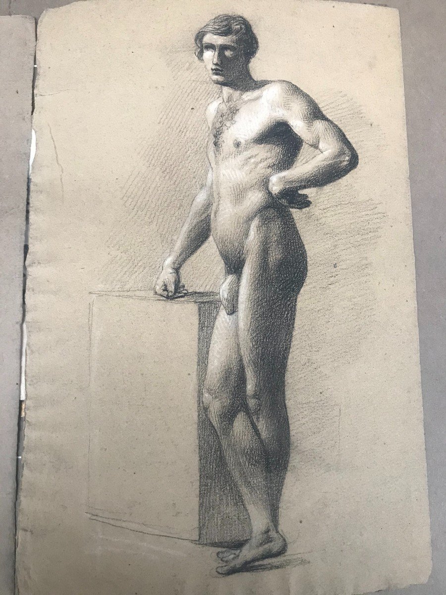  Due Nudi maschili accademici - Accademia nudo uomo - Italia Francia 1820 ca-photo-2