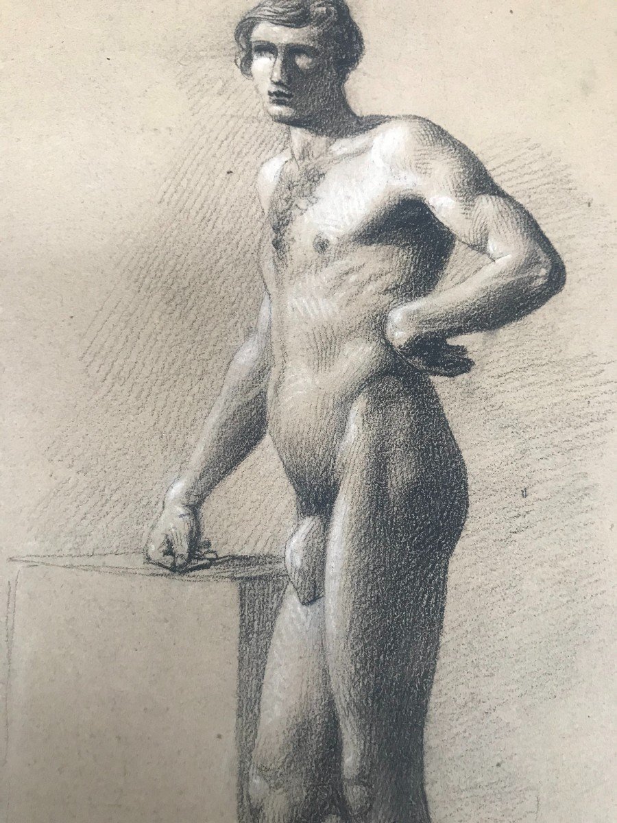  Due Nudi maschili accademici - Accademia nudo uomo - Italia Francia 1820 ca-photo-3