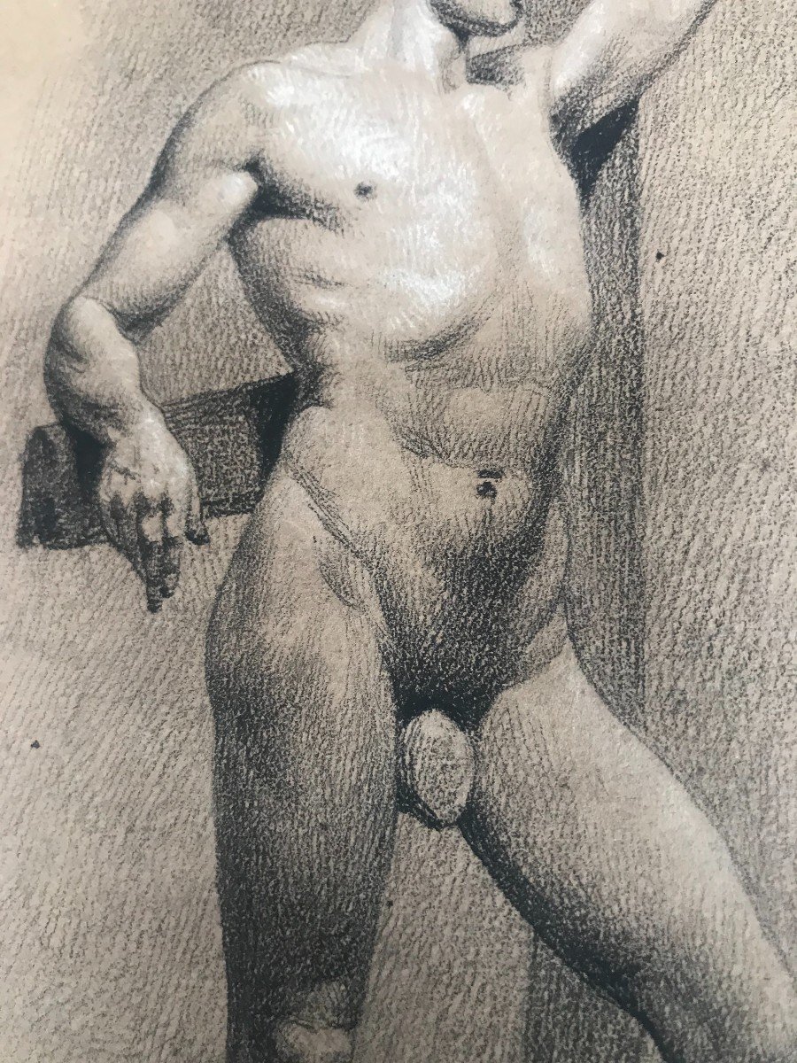  Due Nudi maschili accademici - Accademia nudo uomo - Italia Francia 1820 ca-photo-1