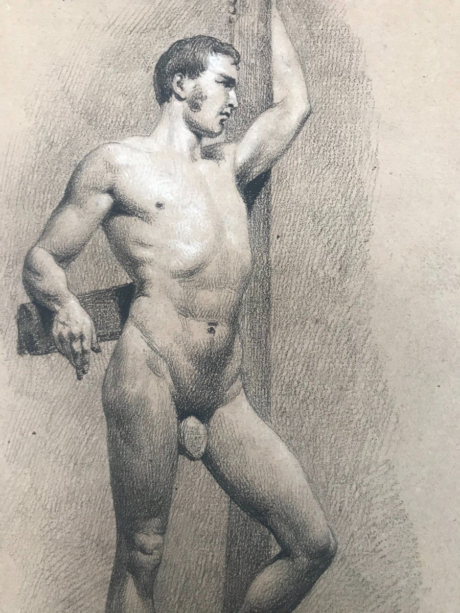  Due Nudi maschili accademici - Accademia nudo uomo - Italia Francia 1820 ca-photo-2