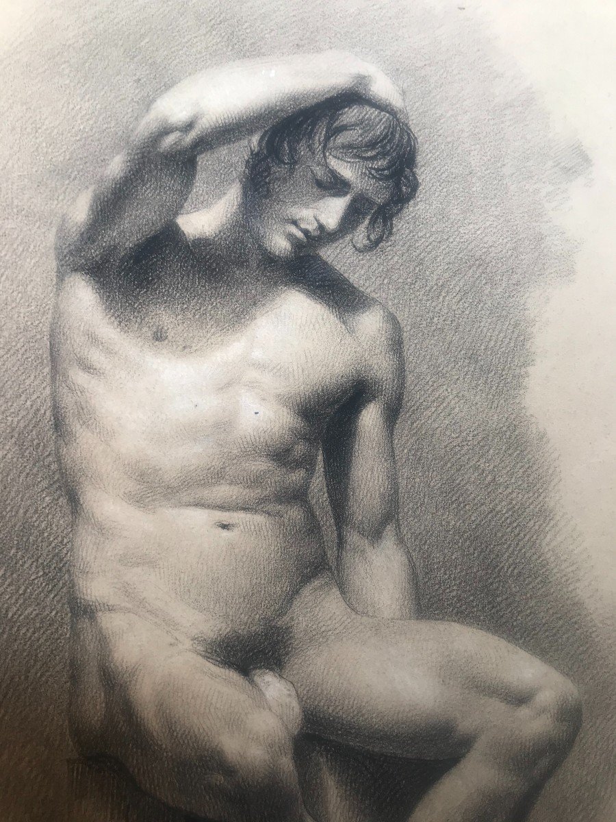 Nudo maschile accademico- Accademia nudo uomo - Italia Francia 1820 ca-photo-2