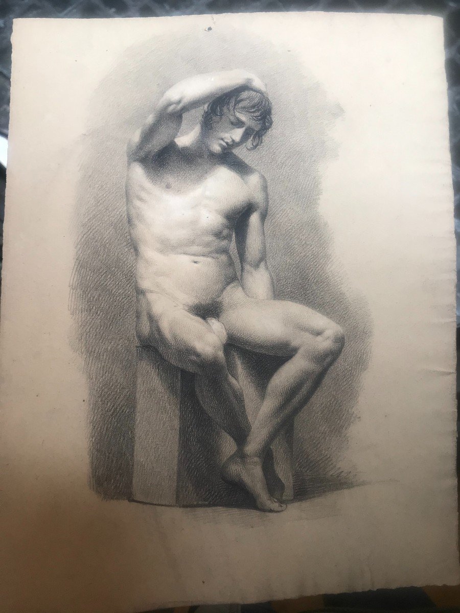 Nudo maschile accademico- Accademia nudo uomo - Italia Francia 1820 ca