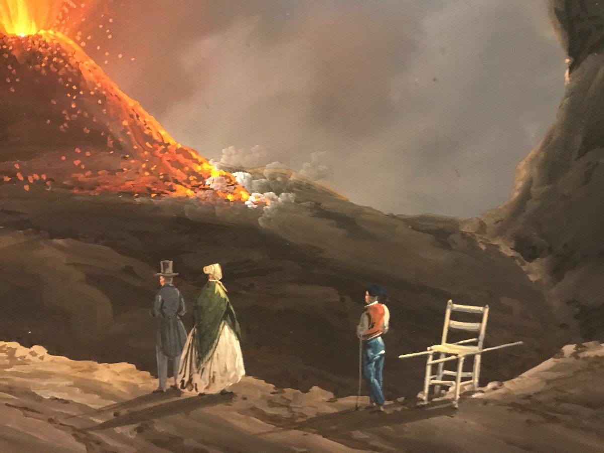 Eruzione del 1844 -  Vesuvio in eruzione gouache Italia Grand Tour -photo-3