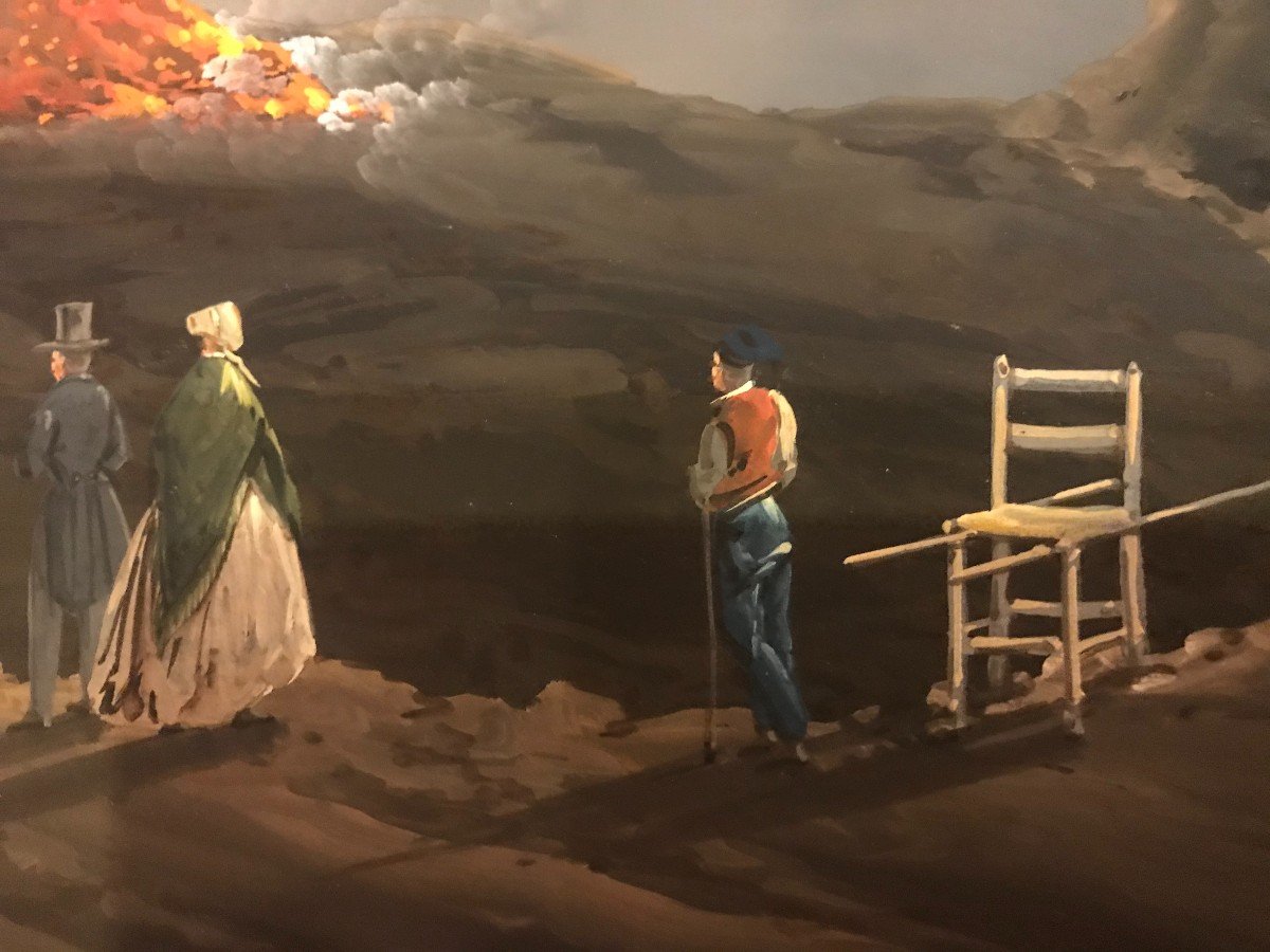 Eruzione del 1844 -  Vesuvio in eruzione gouache Italia Grand Tour -photo-1