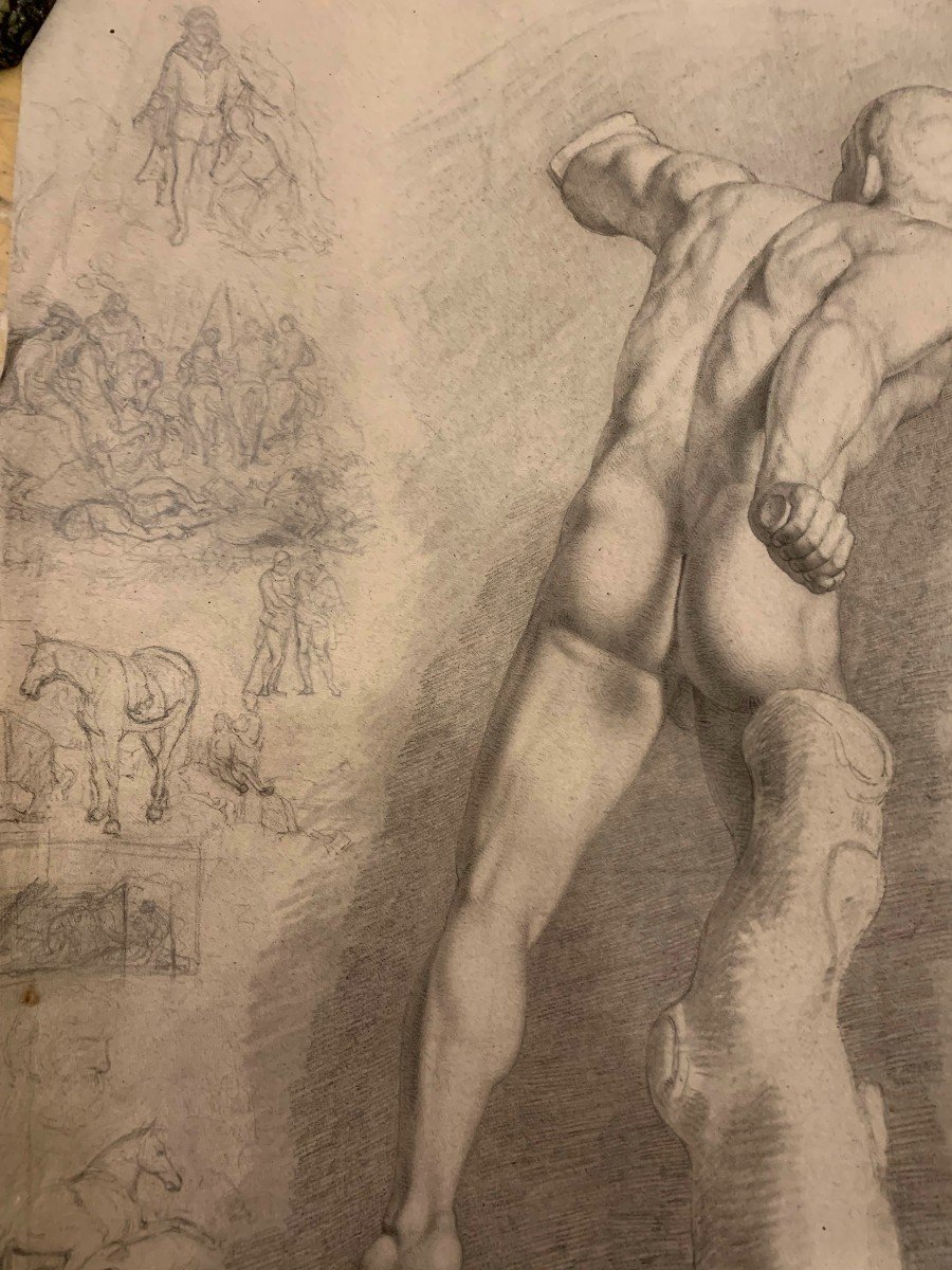 Nudo maschile accademico- Accademia nudo uomo - Italia Francia 1790 ca Gladiatore-photo-2