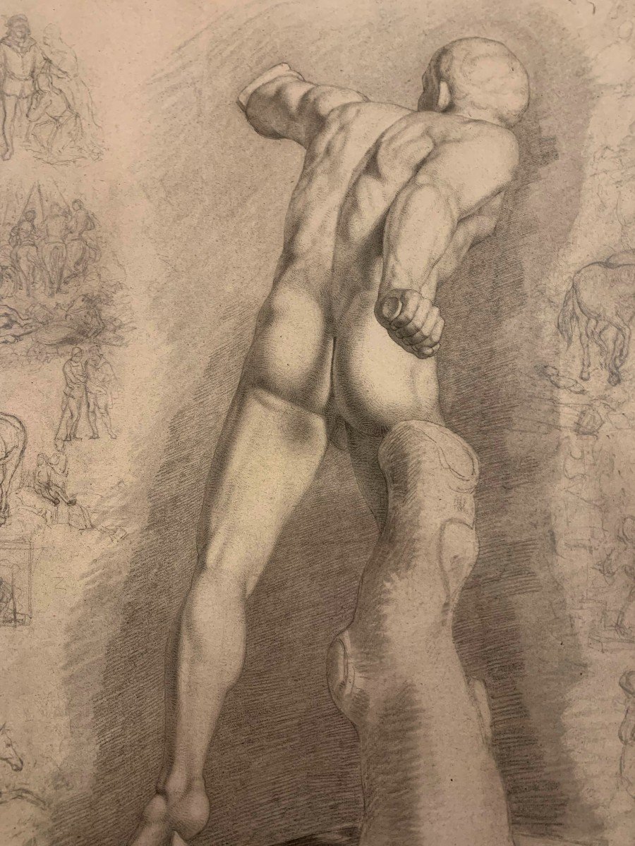 Nudo maschile accademico- Accademia nudo uomo - Italia Francia 1790 ca Gladiatore-photo-1