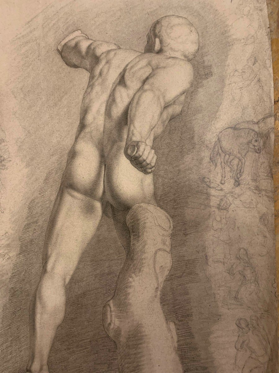 Nudo maschile accademico- Accademia nudo uomo - Italia Francia 1790 ca Gladiatore-photo-2