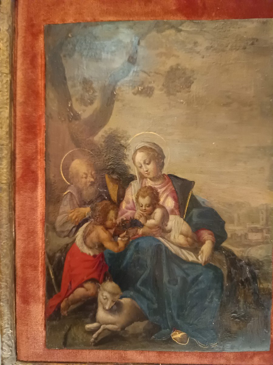 dipinto olio su rame Sacra Famiglia con San Giovanni, ceechia del pittore  Johann Rottenhammer-photo-2