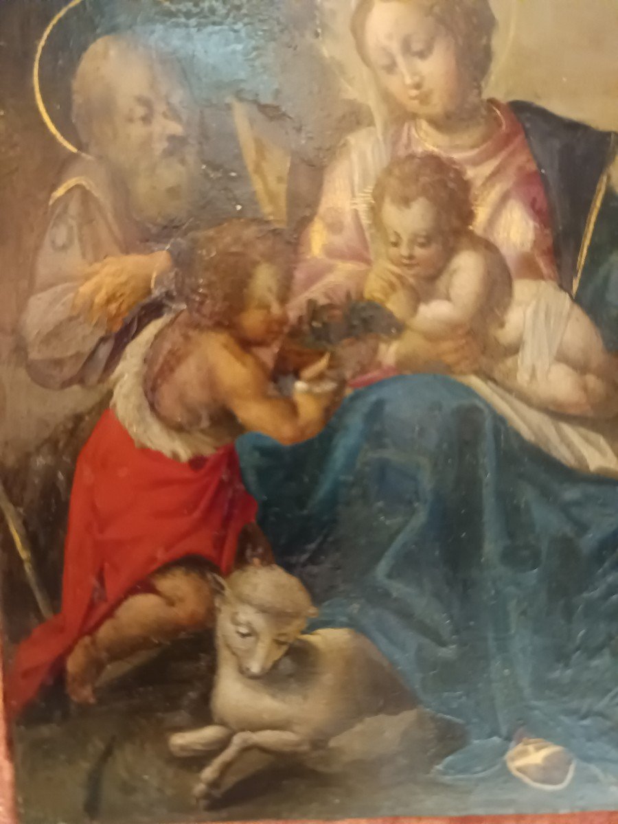 dipinto olio su rame Sacra Famiglia con San Giovanni, ceechia del pittore  Johann Rottenhammer-photo-4