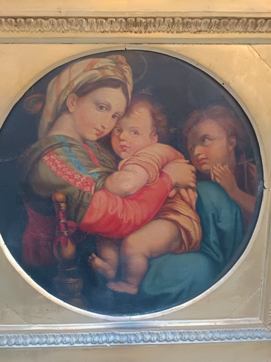 olio su tela Madonna della seggiola da Raffaello inizio Ottocento-photo-3