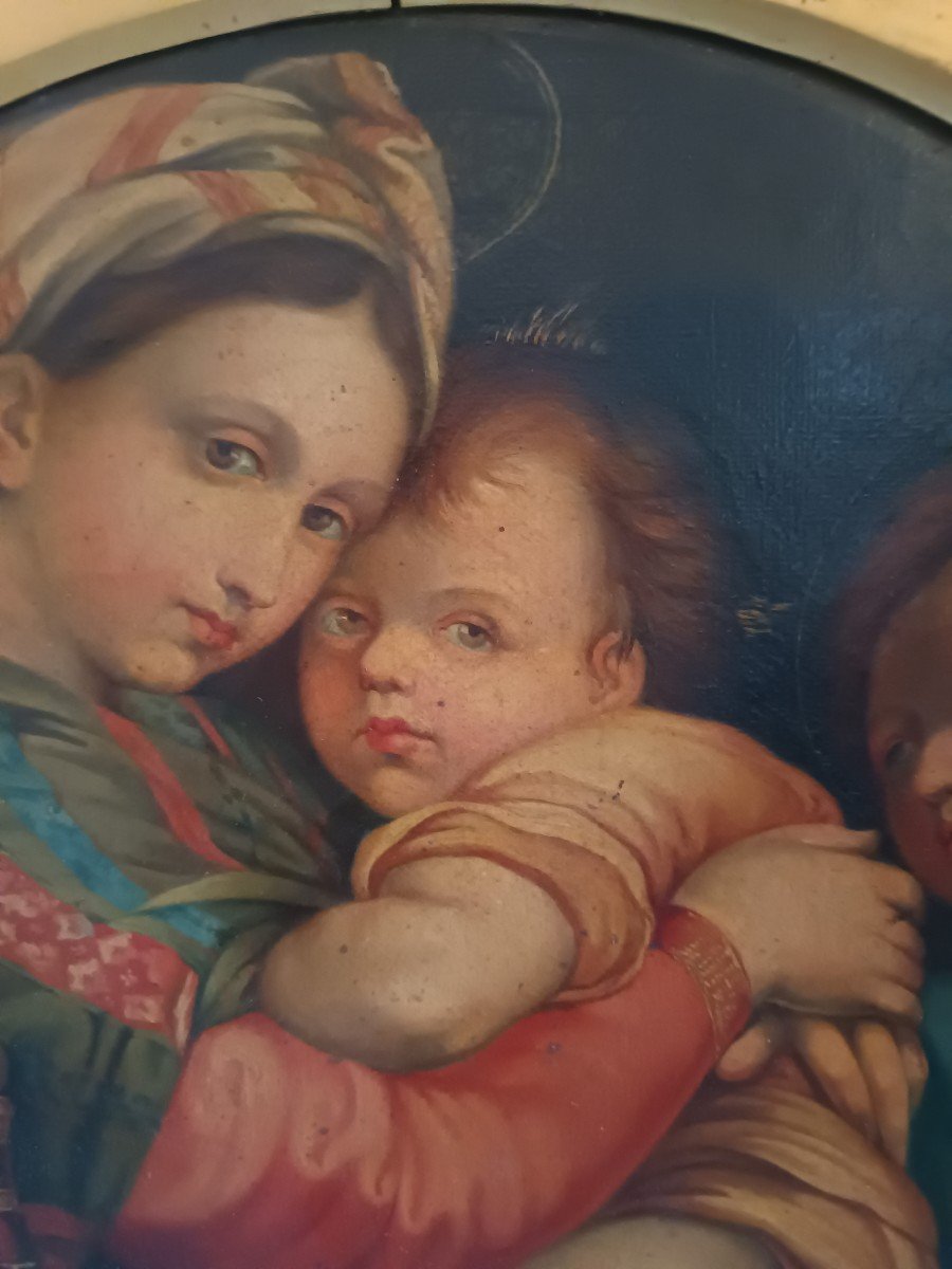 olio su tela Madonna della seggiola da Raffaello inizio Ottocento-photo-1