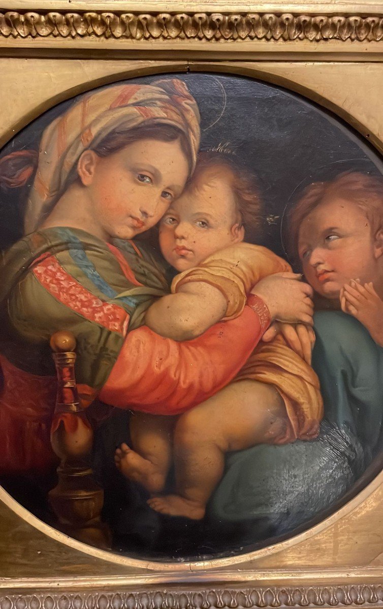 olio su tela Madonna della seggiola da Raffaello inizio Ottocento-photo-6