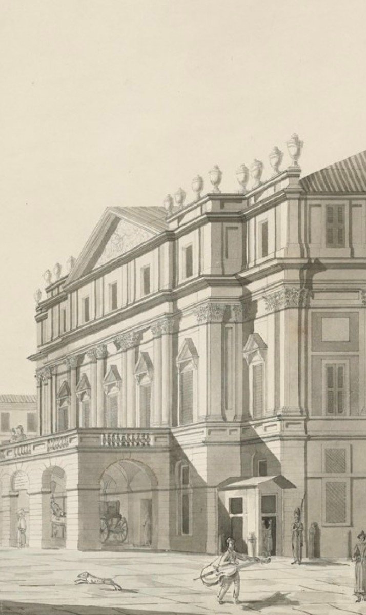 W. Grund Teatro della Scala di Milano  'Gz. von W. Grund 1833 Italia Grand Tour -photo-1