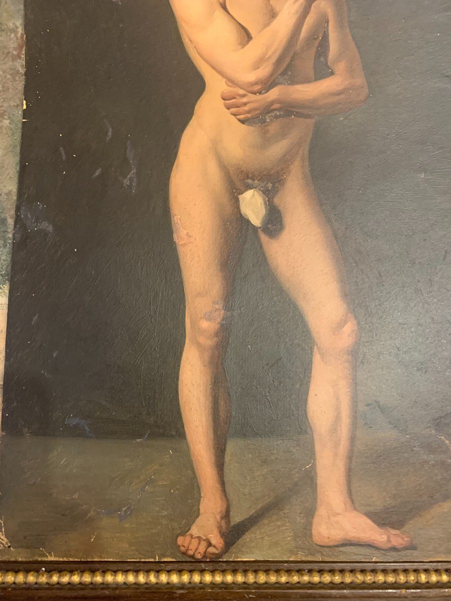 Nudo maschile  accademico - olio su carta - 1810 ca  Italia Francia Accademia-photo-7