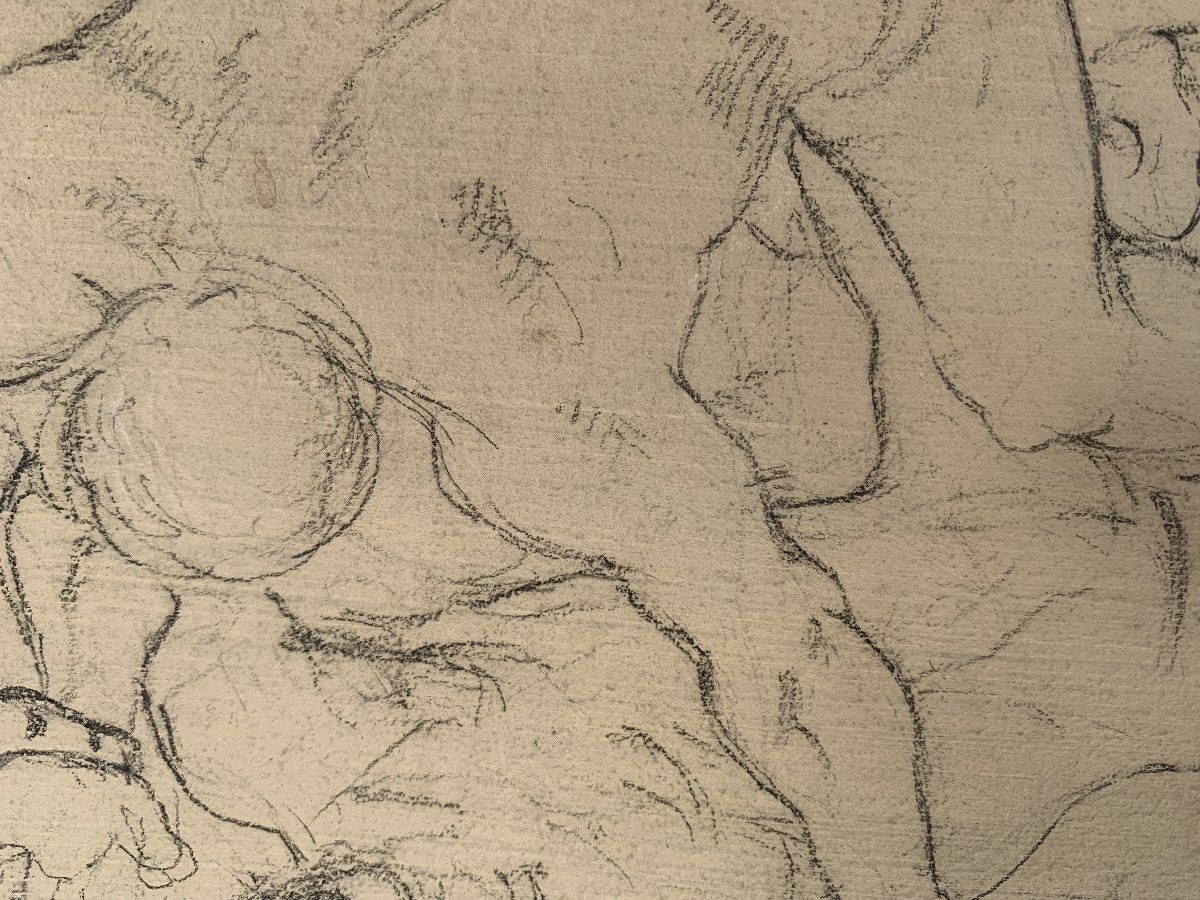 Disegno di due uomini che lottano - nudo accademico - Accademia Italia Francia XVIII secolo-photo-2