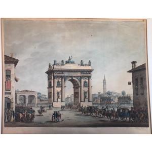 A.Sanquirico- Ingresso di Napoleone a Milano- Porta Ticinese -1805 - Italia Grand Tour Impero