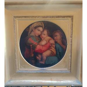 olio su tela Madonna della seggiola da Raffaello inizio Ottocento