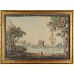 Scuola italiana- Roma  veduta di Villa Borghese - fine XVIII secolo Roma Grand Tour Italia 