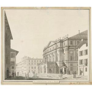 W. Grund Teatro della Scala di Milano  'Gz. von W. Grund 1833 Italia Grand Tour 