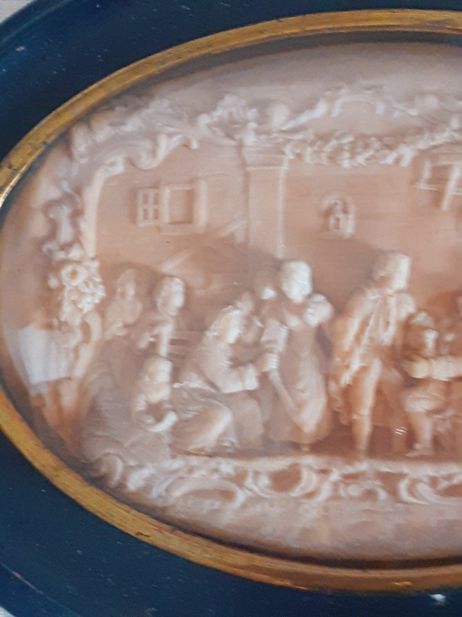 Placca ovale con rilievo  di  scena di taverna, Inghilterra 19mo secolo-photo-2