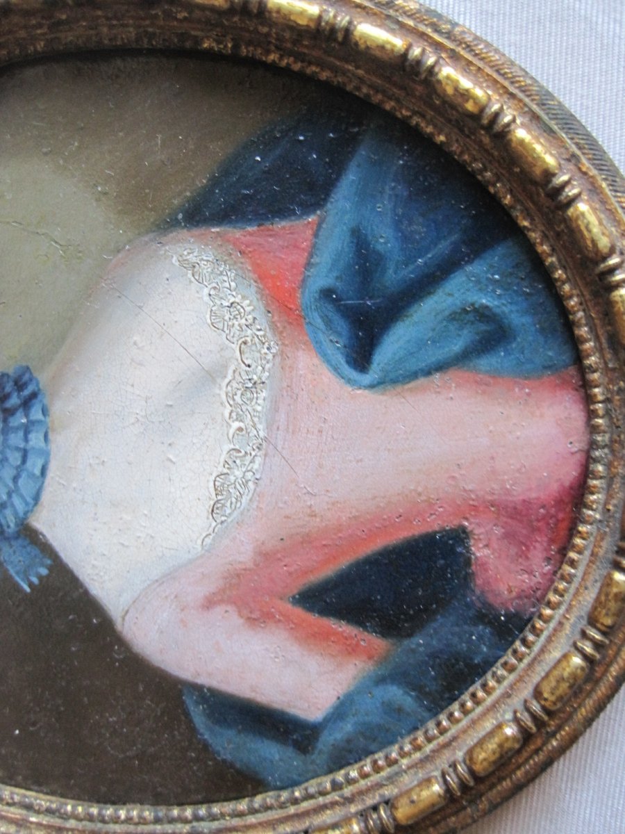 Ritratto in miniatura di dama in abito rosso, olio su rame.  Scuola veneta, 1750 circa-photo-2