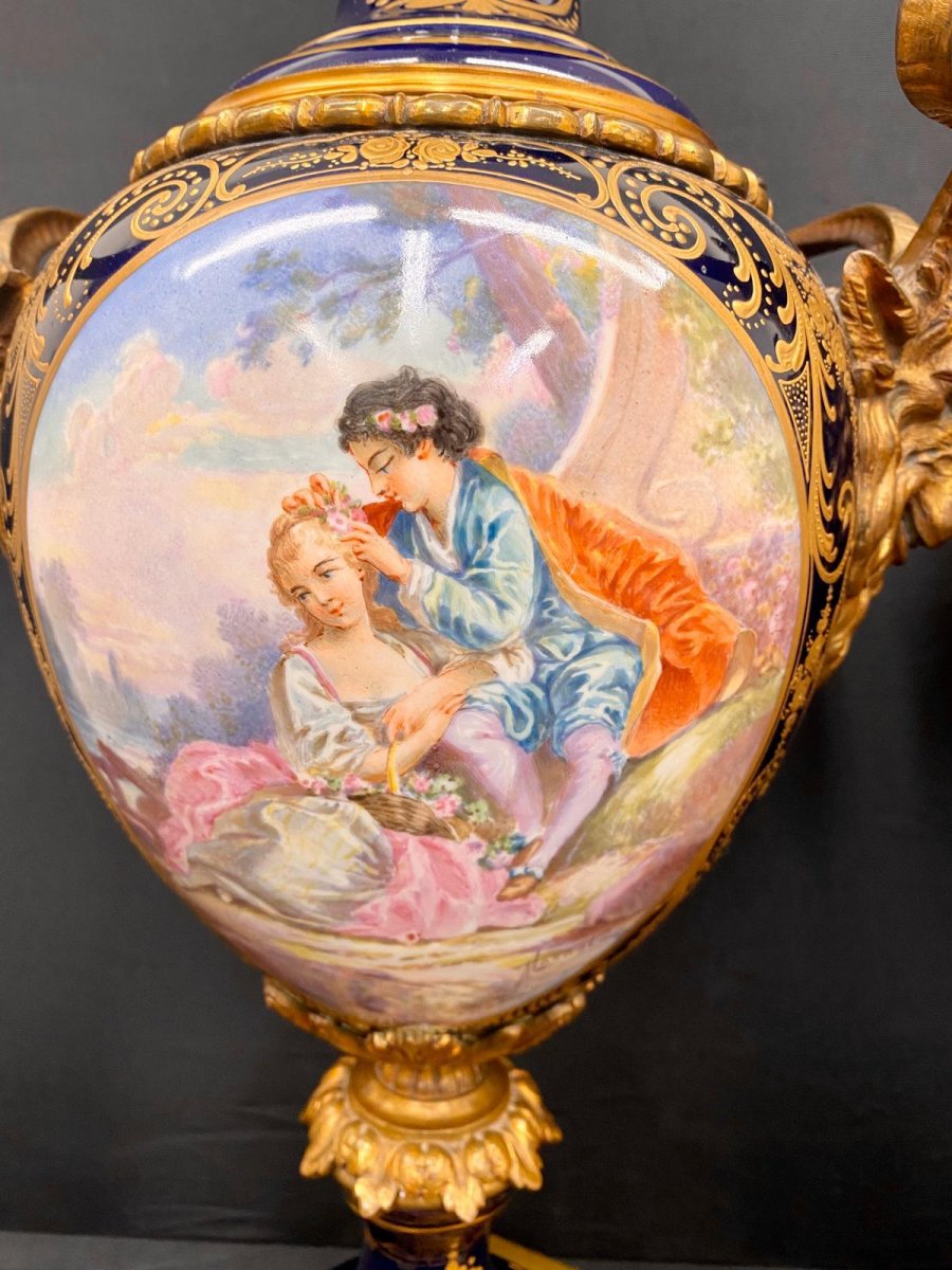  Paire De Vases En Porcelaine De Sèvres, XIXe Siècle-photo-2