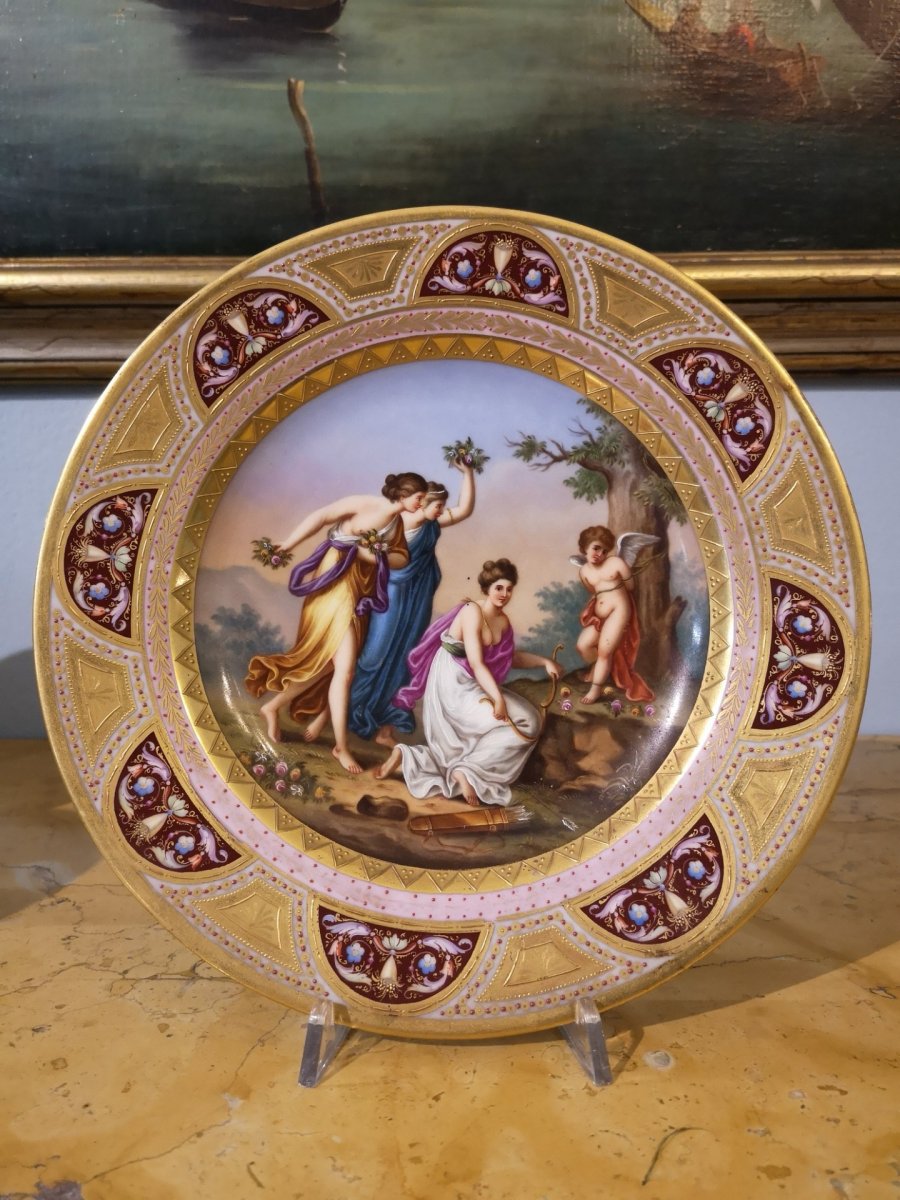 Série d'Assiettes En Porcelaine De Vienne, XIXe Siècle-photo-1