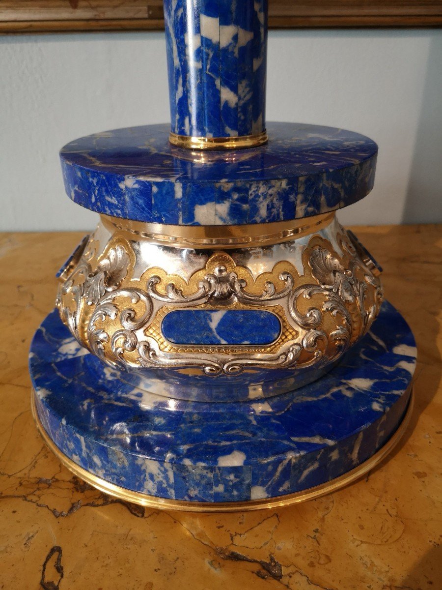 Lampe En Lapis Lazuli Et Argent-photo-2