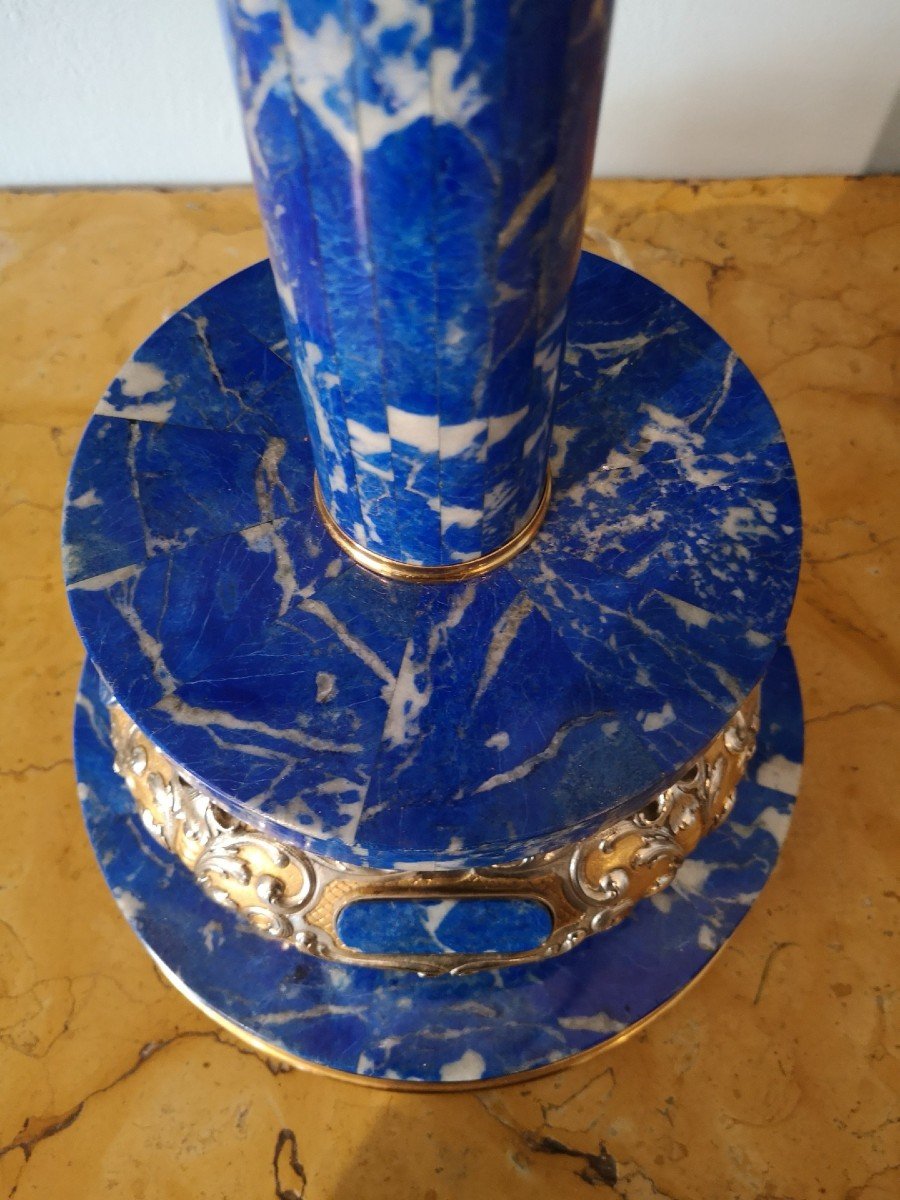 Lampe En Lapis Lazuli Et Argent-photo-2