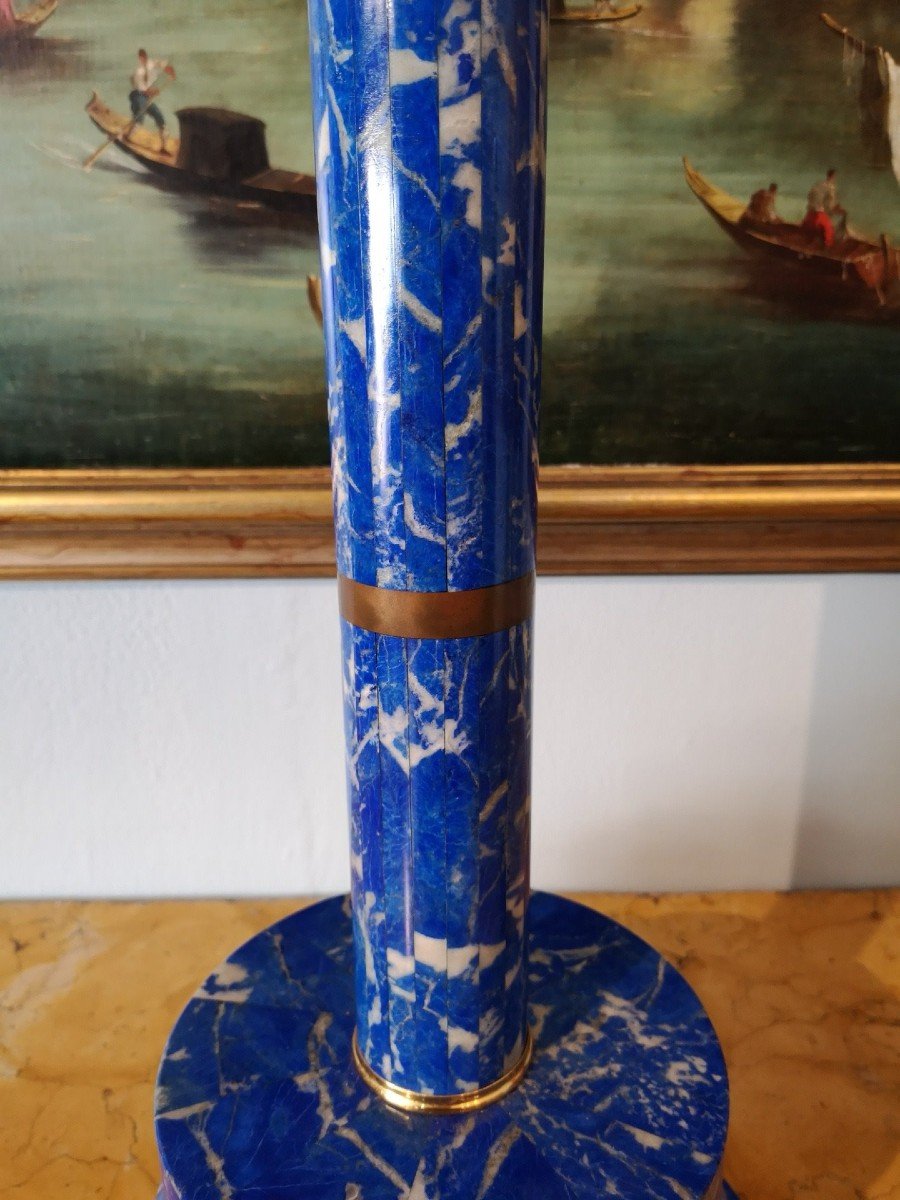 Lampe En Lapis Lazuli Et Argent-photo-4