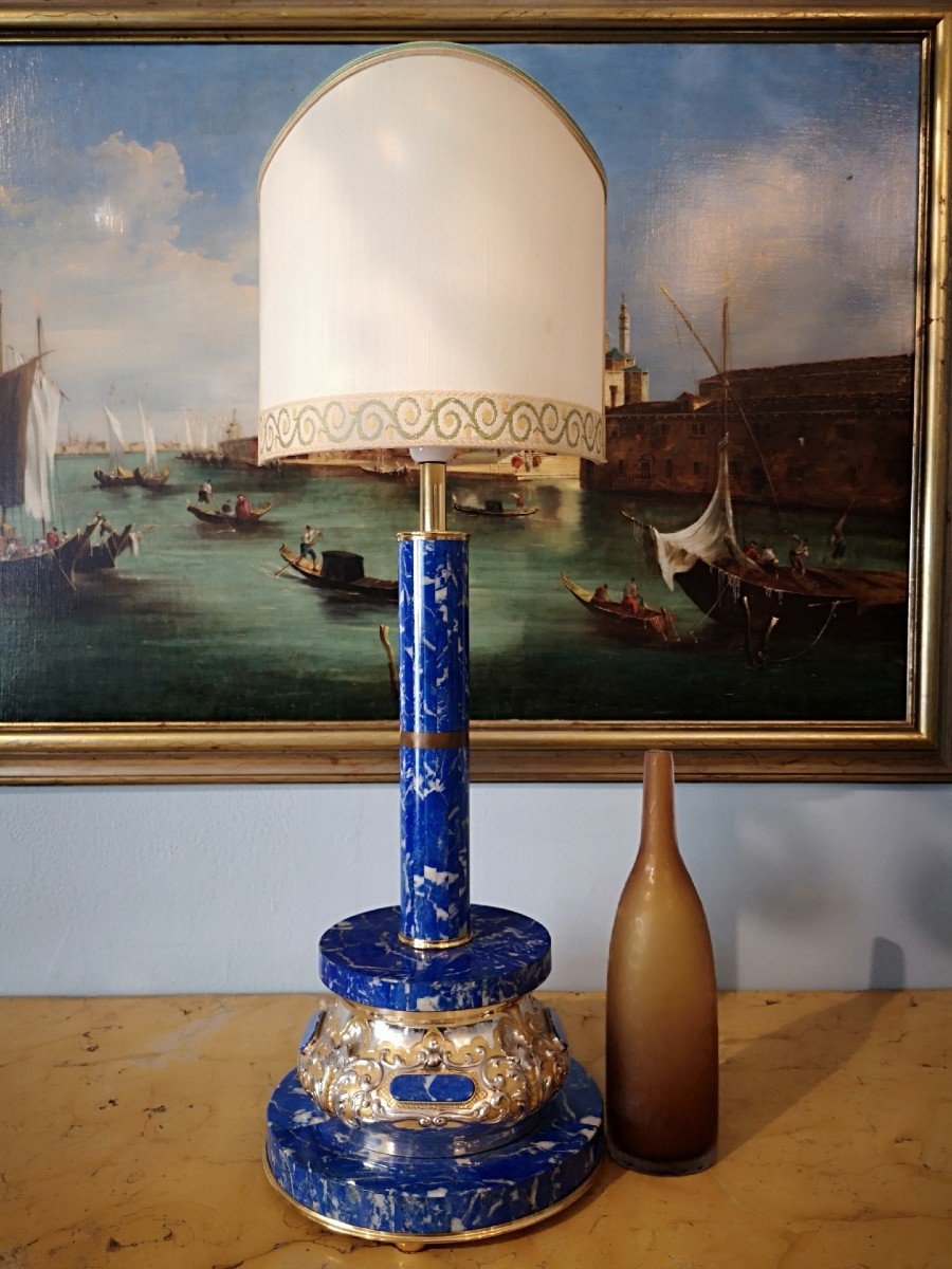 Lampe En Lapis Lazuli Et Argent