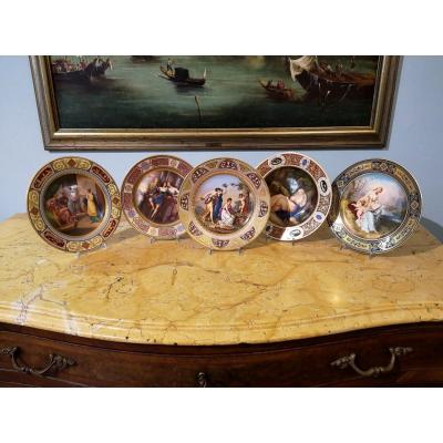 Série d'Assiettes En Porcelaine De Vienne, XIXe Siècle