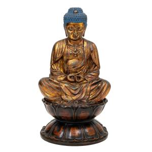 Scultura di Buddha in terracotta dorata