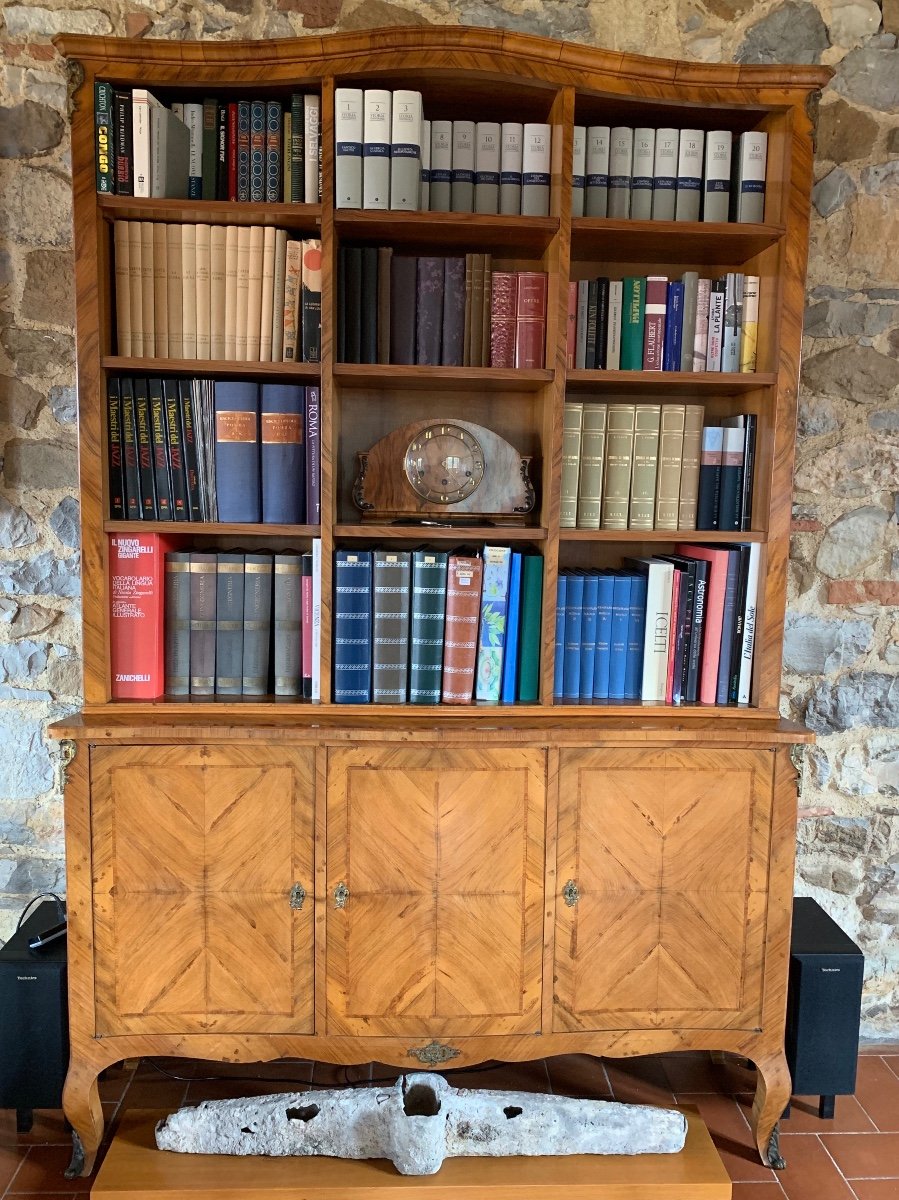 Libreria a tre ante in legno di Noce, Francia primi del ‘900.-photo-2