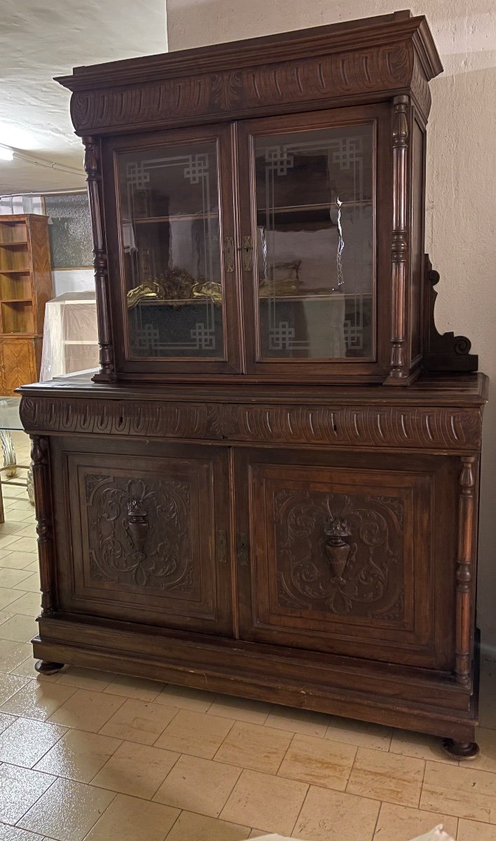 Credenza doppio corpo toscana in massello fine '800