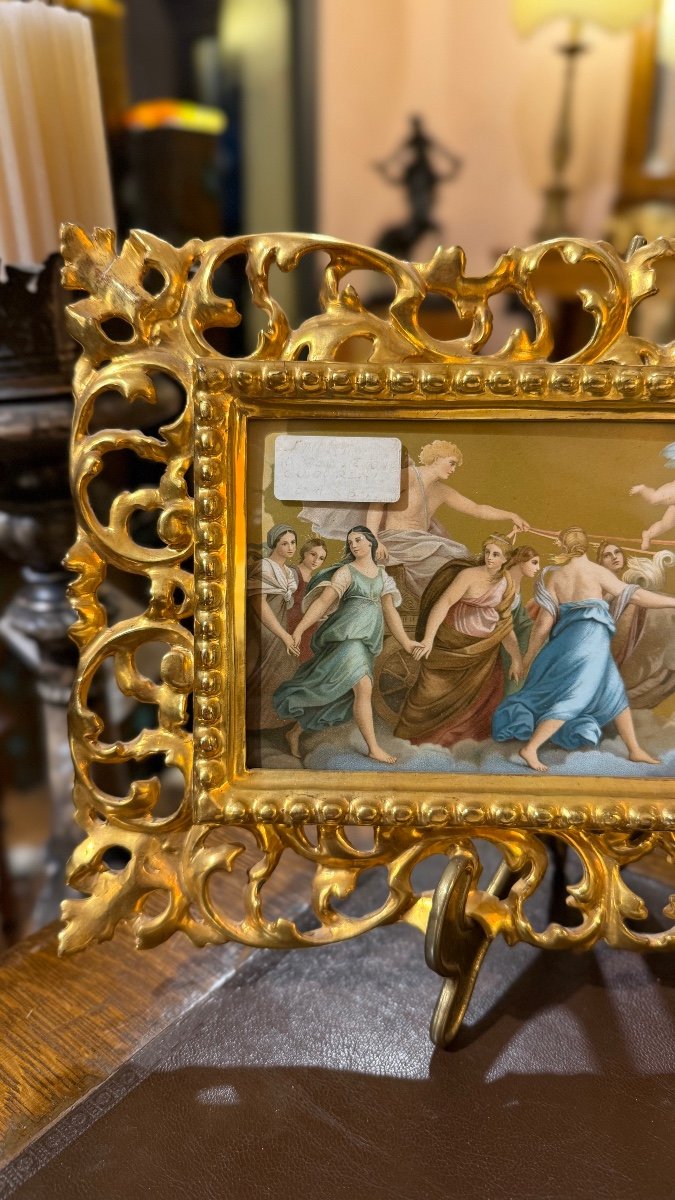 Quadro di riproduzione "Aurora" di Guido Reni. Cornice foglia oro-photo-3