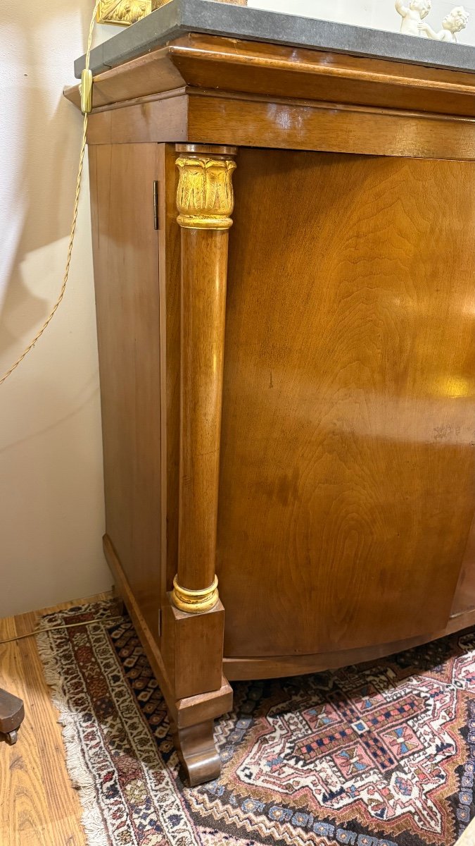 Credenza Biedermeier con sportelli spanciati in legno dì Ciliegio e piano in ardesia.-photo-2