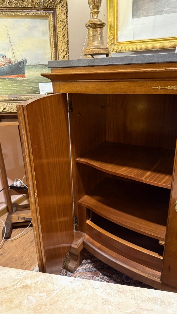 Credenza Biedermeier con sportelli spanciati in legno dì Ciliegio e piano in ardesia.-photo-1