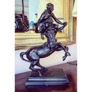 Scultura mitologica in bronzo. “Il centauro” firmato da Augusto Rivalta 1837-1925.