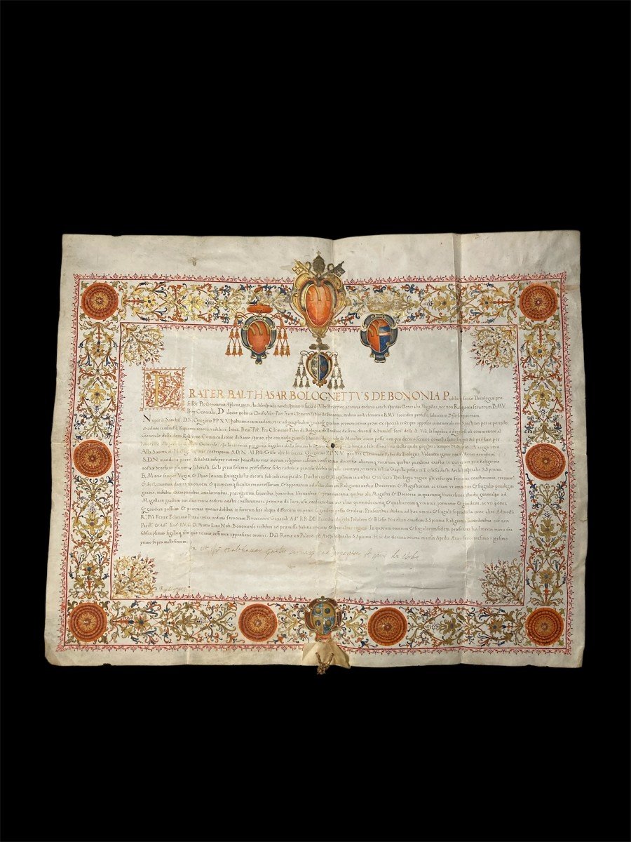 1621 - Diploma di confraternita manoscritto su pergamena