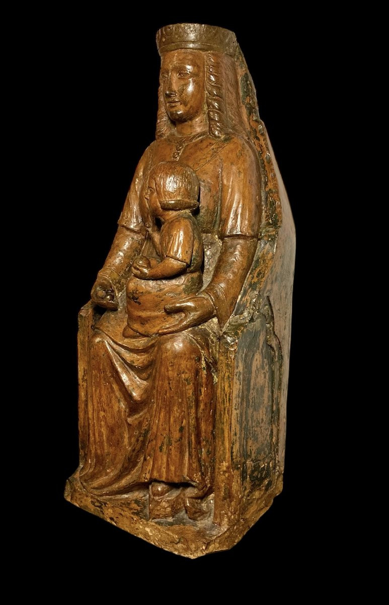 Inizio XV secolo - Terracotta - Madonna in trono col Bambino-photo-3