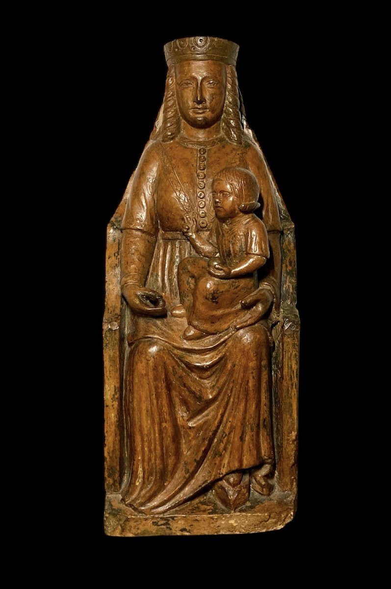 Inizio XV secolo - Terracotta - Madonna in trono col Bambino-photo-4