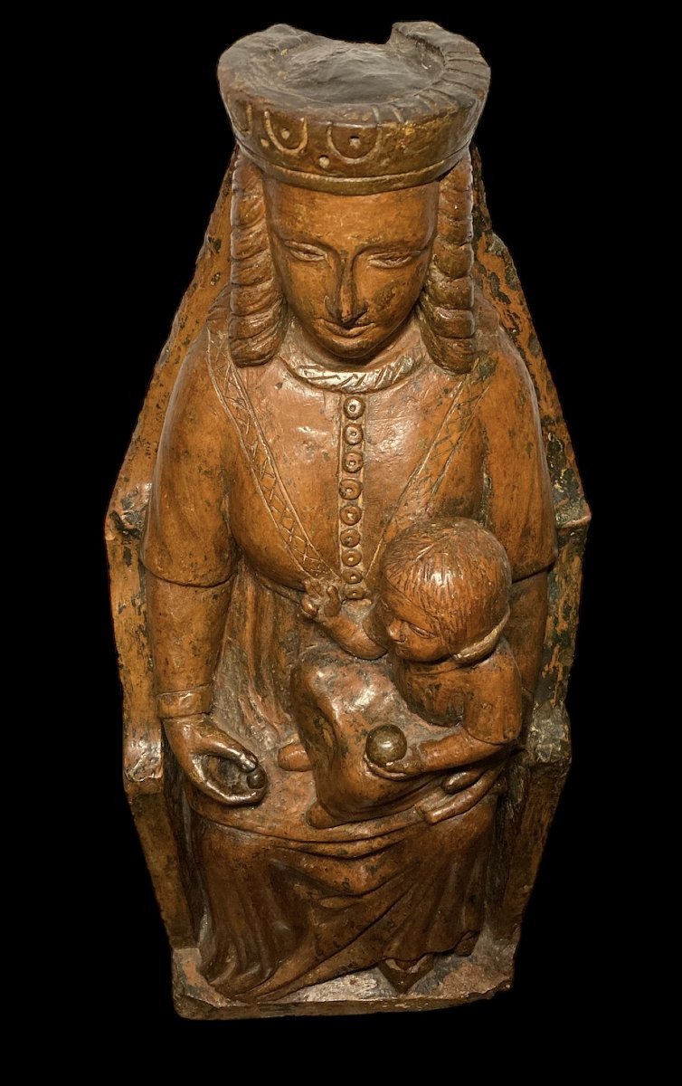 Inizio XV secolo - Terracotta - Madonna in trono col Bambino-photo-1